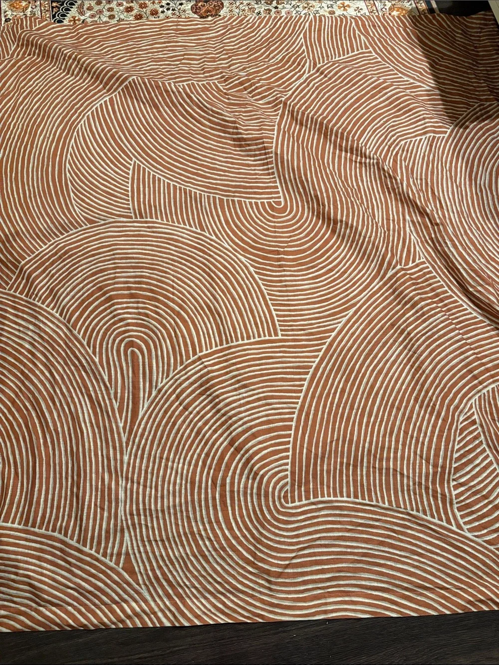 West Elm 100% cotton swirl geometric shower curtain 72x74